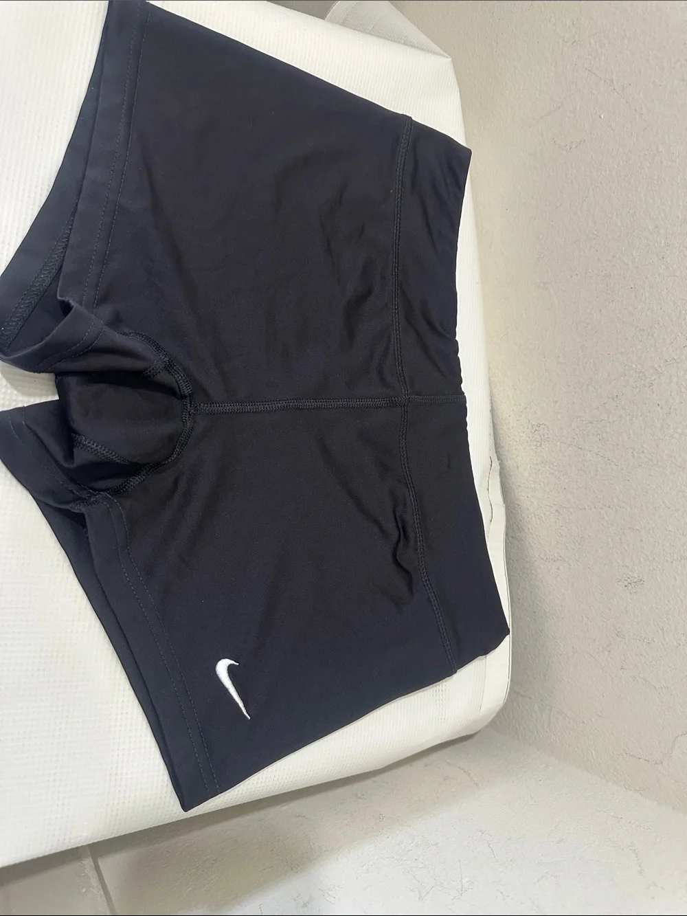 Nike Women's Black Athletic Bike Shorts with White Swoosh